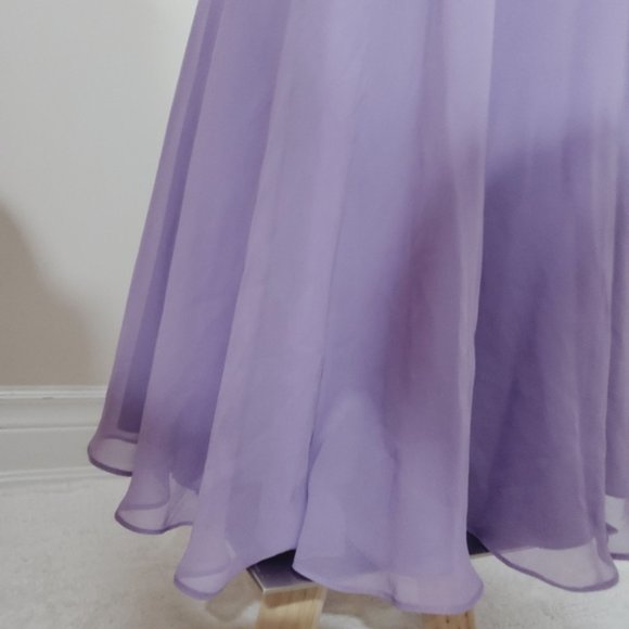 Jasmine Boutique- Lilac Halter Ruched Flowy Midi Mesh Dress - Picture 11 of 16